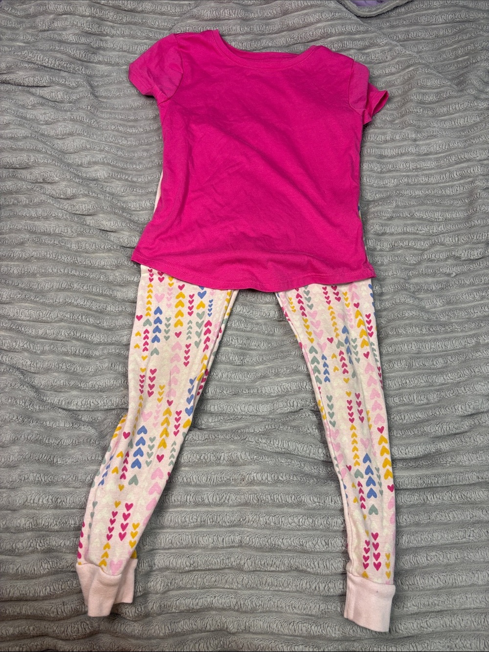 Girls Pink Short-Sleeve Pajama Set